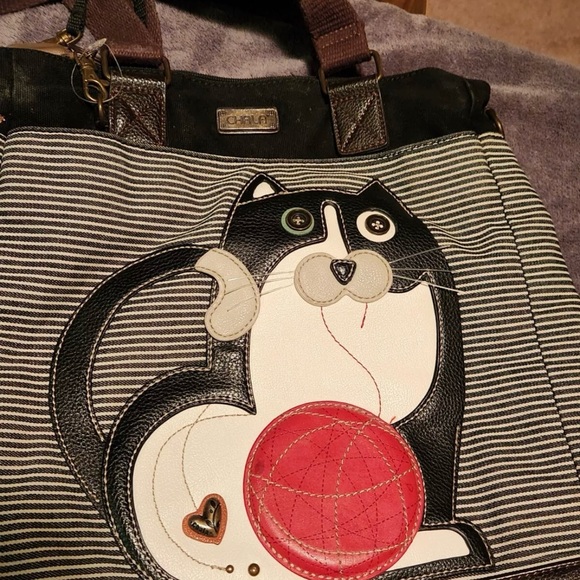 Chala Black and White Cat Tote Bag - Picture 2 of 6